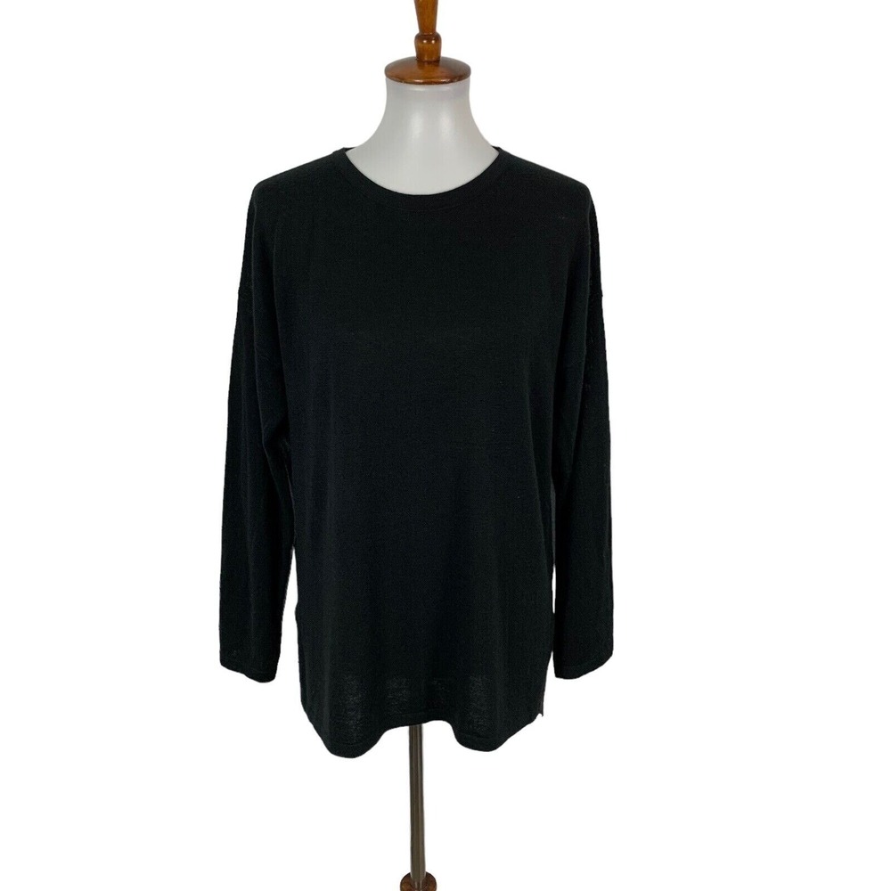 Heather by Bordeaux Sweater Medium Gray‎ Black Pullover Soft